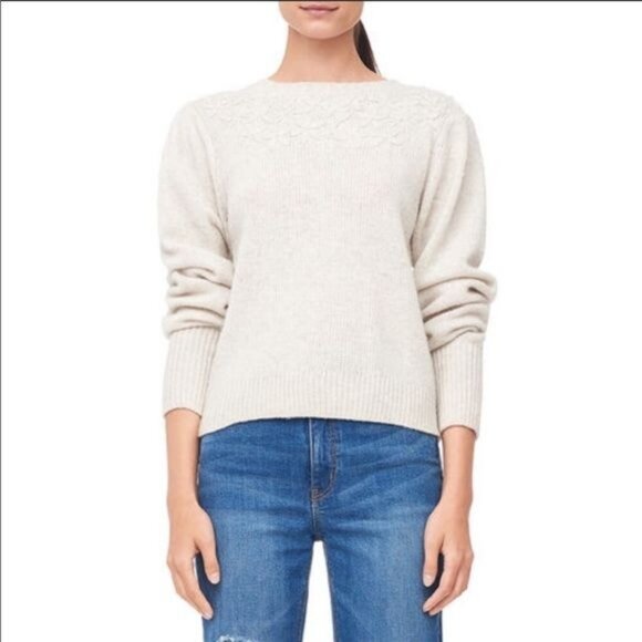 Rebecca Tylor LA VIE Floral Embroidered ivory wool sweater XSmall - Picture 2 of 11